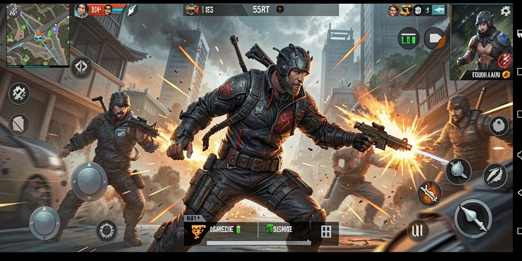 Screenshot utama 55RT menampilkan duel epic antara karakter Action.