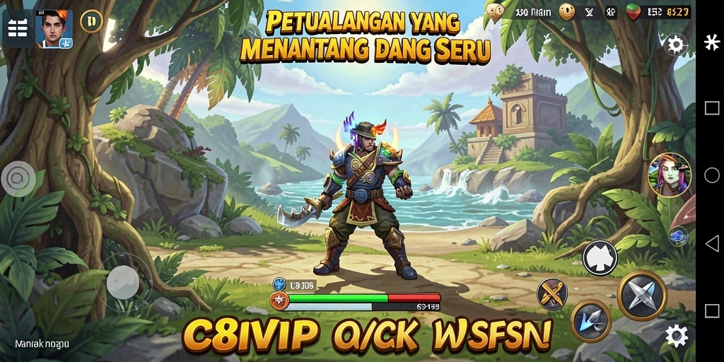 Tampilan gameplay C8VIP dengan pemandangan petualangan yang menakjubkan.