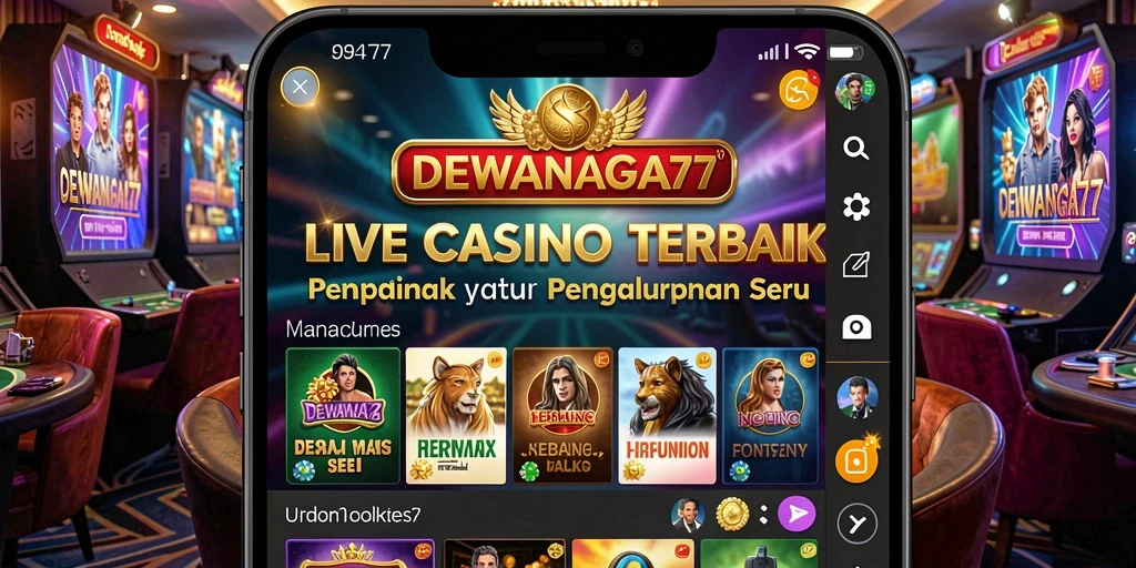 Tampilan utama gameplay Live Casino DEWANAGA77 yang memukau.