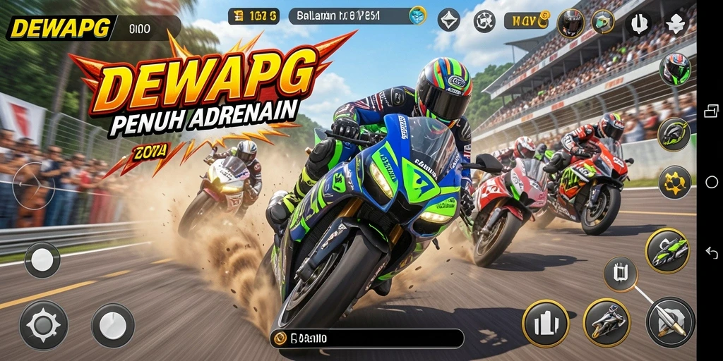 Gameplay seru balapan motor di DEWAPG dengan trek menantang.