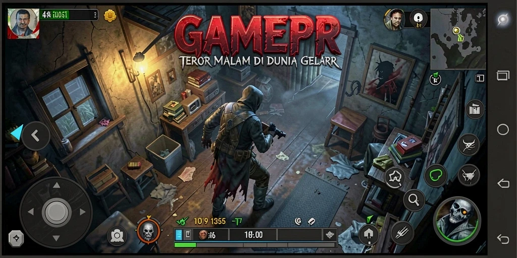 Tampilan gameplay menyeramkan dari GAMERP dengan suasana mencekam.