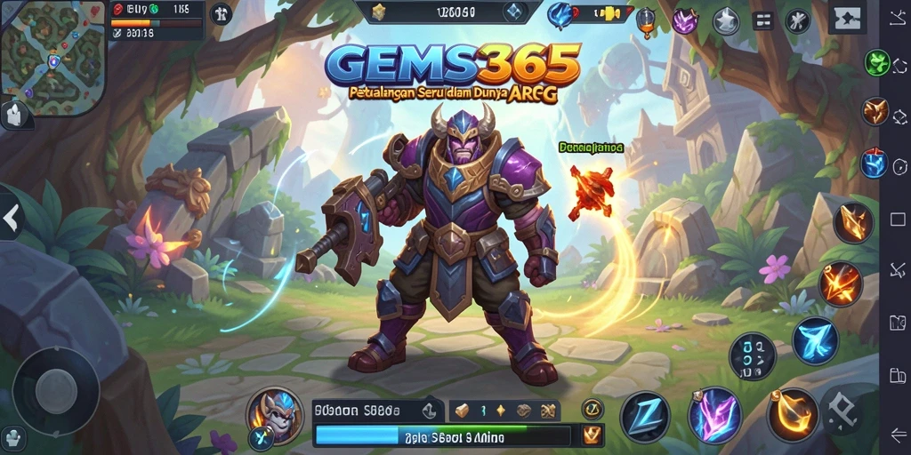 Tangkapan layar GEMS365 menampilkan aksi pertarungan seru dan karakter yang dinamis.
