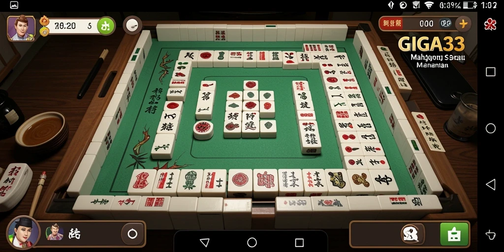 Screenshot GIGA33 menunjukkan aksi seru permainan Mahjong di berbagai level.