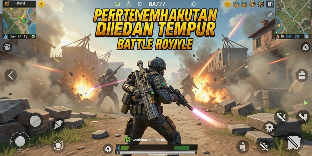 Tangkapan layar menampilkan pertempuran seru di dalam game Battle Royale.