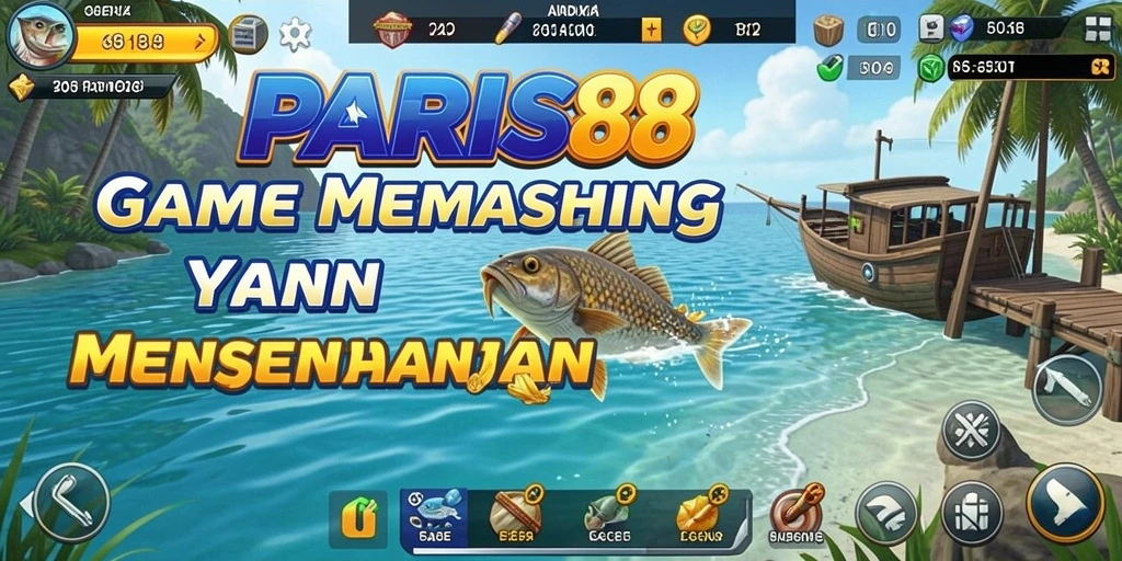 Tampilan gameplay <strong>PARIS88</strong> yang memukau saat memancing di laut.