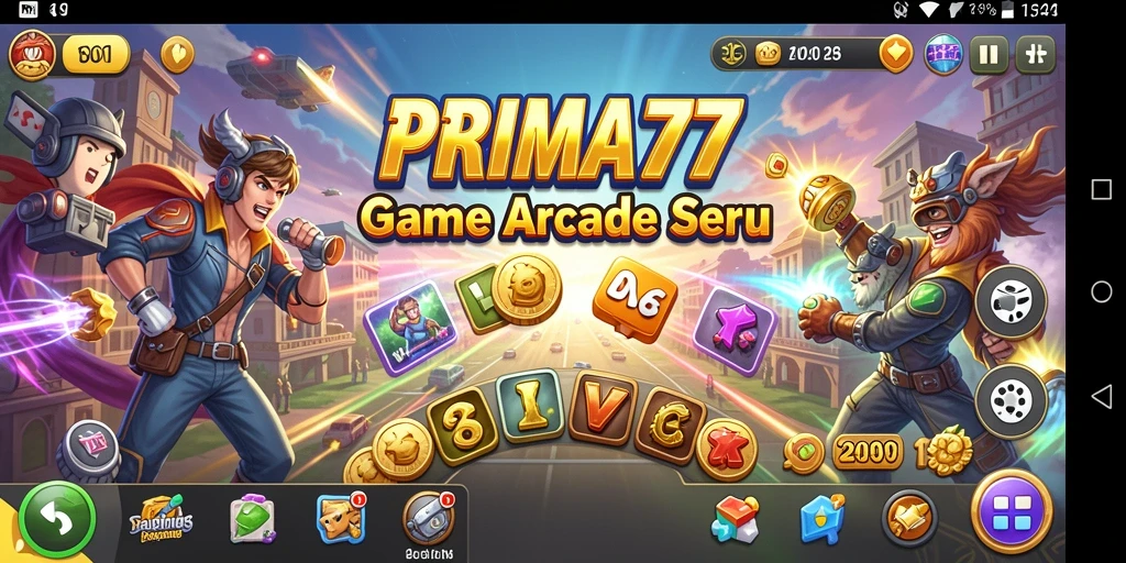 Tangkapan layar PRIMA77 menampilkan aksi seru dalam gameplay Arcade.