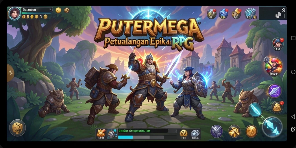 Tampilan gameplay <strong>PUTERMEGA</strong> yang menakjubkan dalam petualangan RPG.