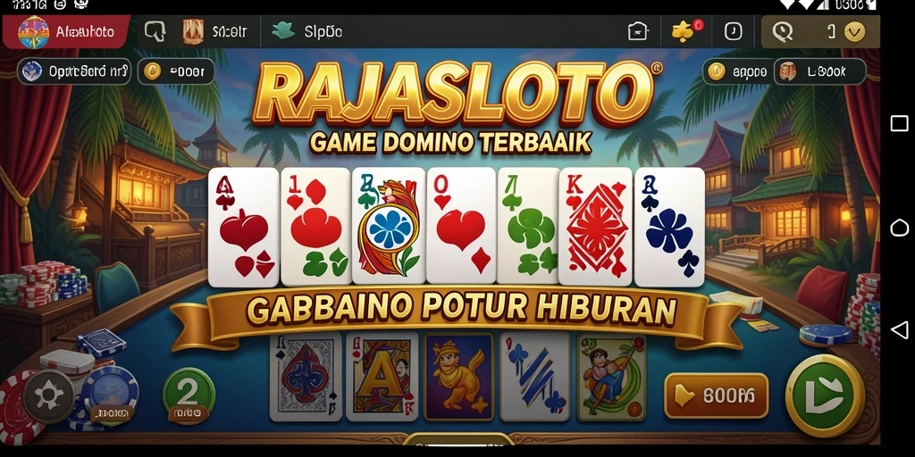 Tampilan utama RAJASLOTO dengan gameplay Domino yang seru.