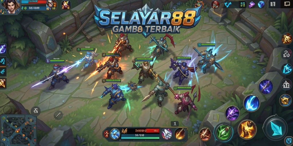 Tangkapan layar menampilkan aksi intens dalam pertempuran MOBA.